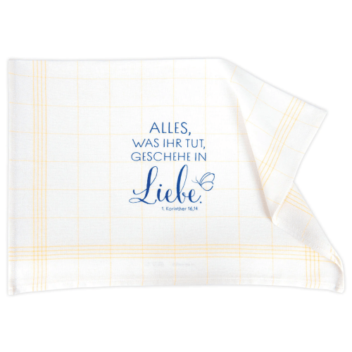 Geschirrtuch Motiv 'Alles, was ihr tut, geschehe in Liebe' - gelb