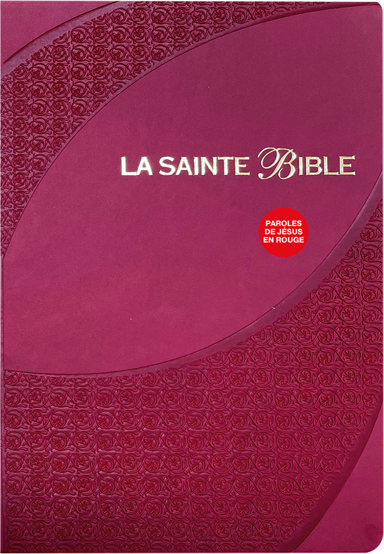 Bible Segond 1910, gros caractères, similicuir bordeaux, onglets, tranche or - 2 rubans...
