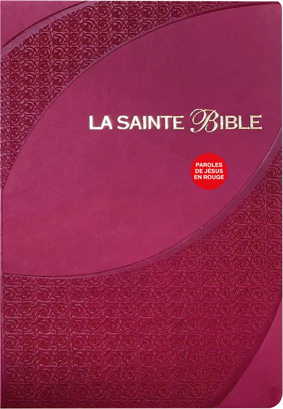 Bible Segond 1910, gros caractères, similicuir bordeaux, onglets, tranche or - 2 rubans...