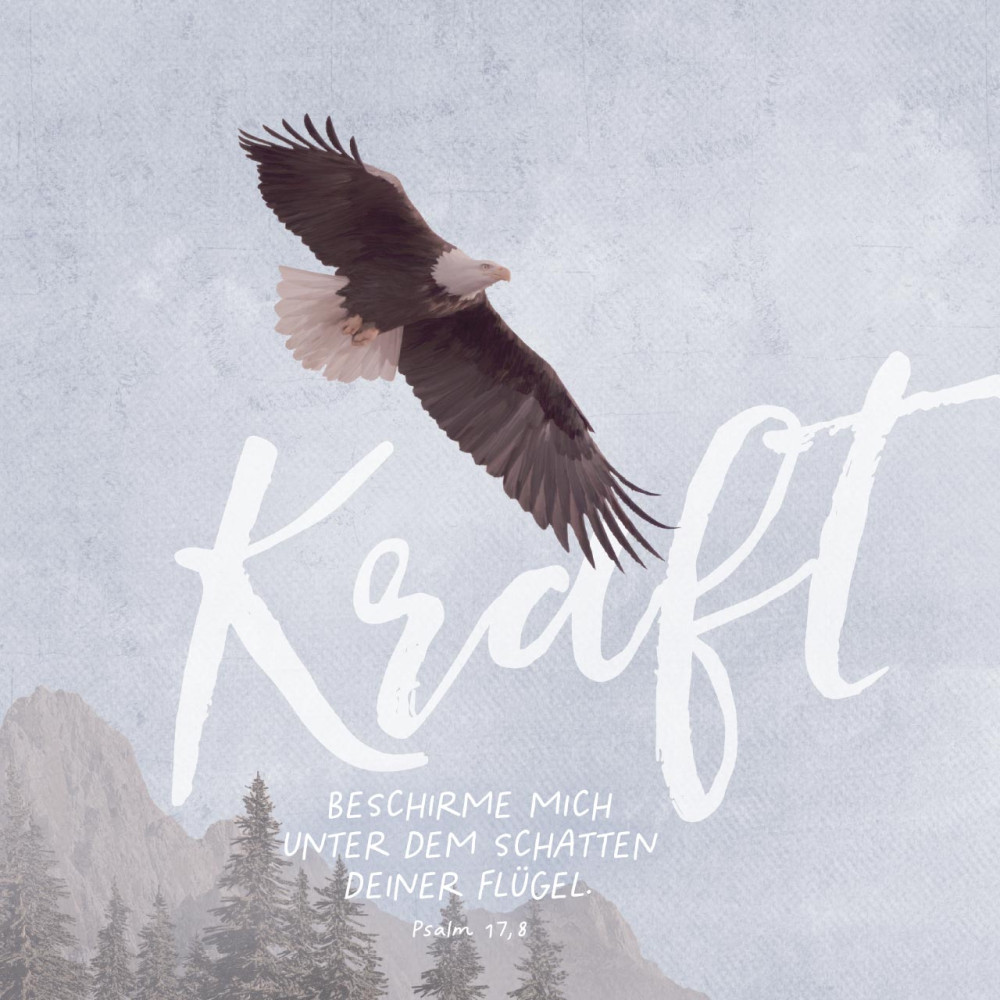 Metallschild Kraft - Psalm 17,8 - 13 x 13 cm