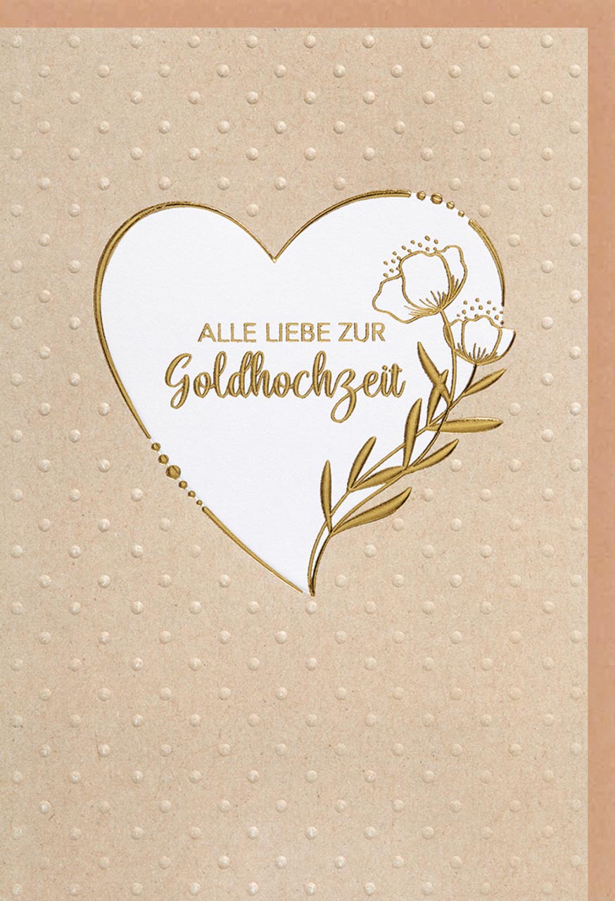 Faltkarte Alles Liebe zur Goldhochzeit Rosenherz