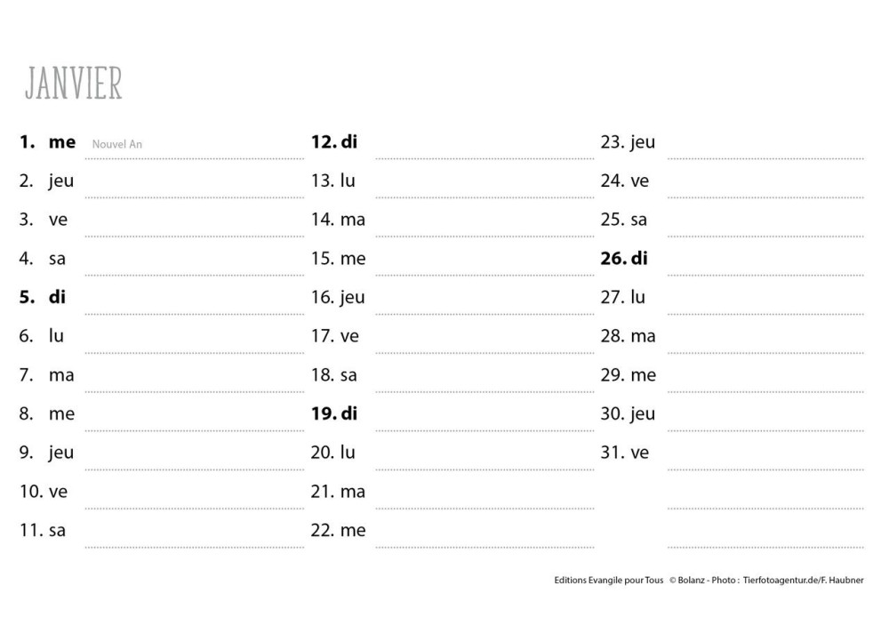 Bon berger (Le) - Calendrier cartes postales, horizontal