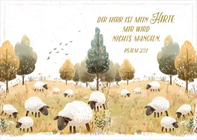 Postkarten Schafweide - Psalm 23.1 (12 Stück pro Päckchen)