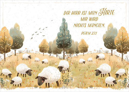 Postkarten Schafweide - Psalm 23.1 (12 Stück pro Päckchen)