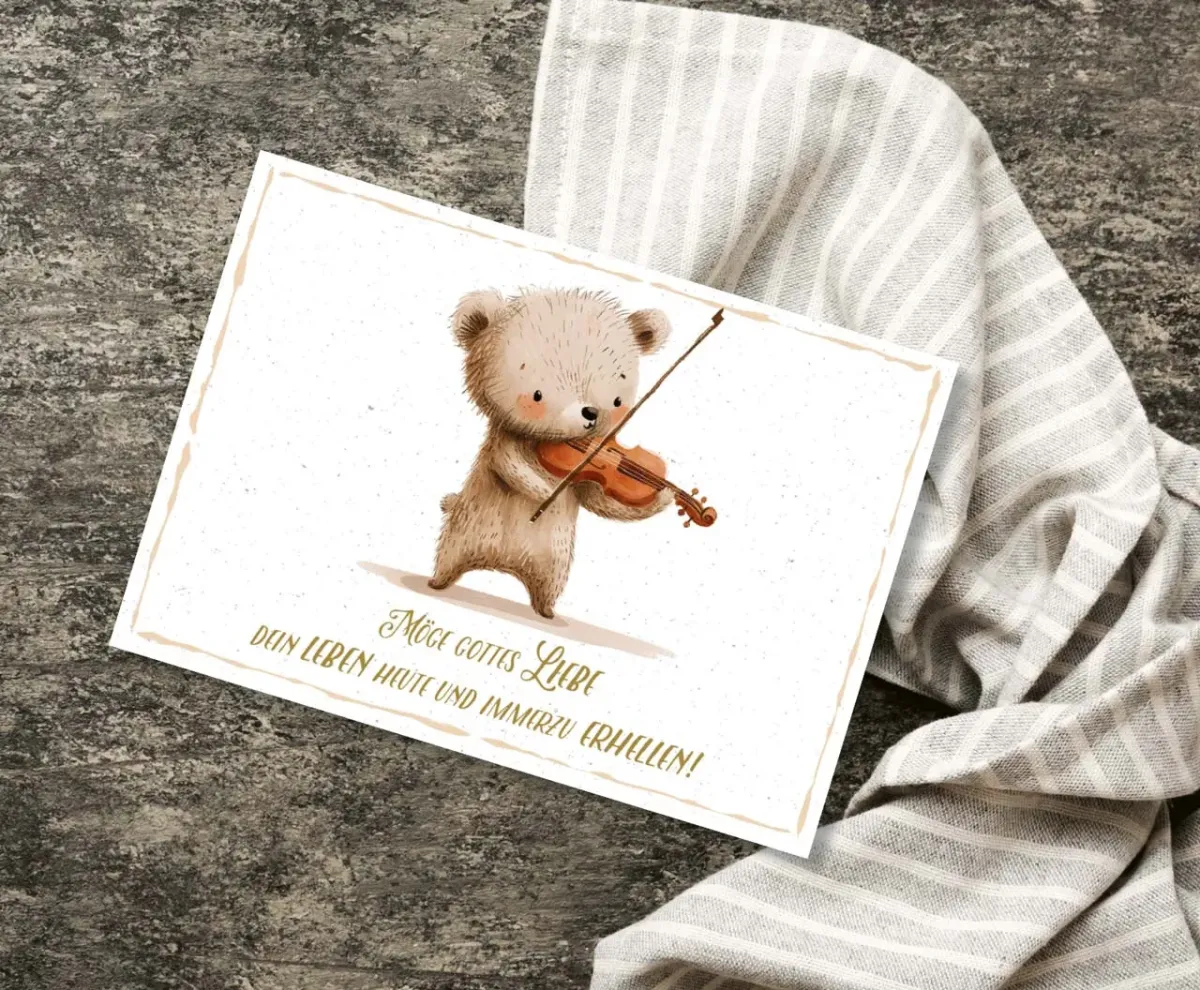Postkarten Bär mit Geige