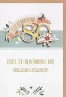 Faltkarte zum 80. Geburtstag Blumen - Psalm 107,1