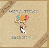 Doppelkarte Happy Birthday Luftballons - Philipper 4,4