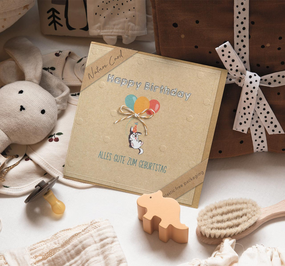 Doppelkarte Happy Birthday Luftballons - Philipper 4,4