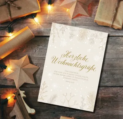Postkarten zu Weihnachten mit Goldveredelung - Römer 6,23