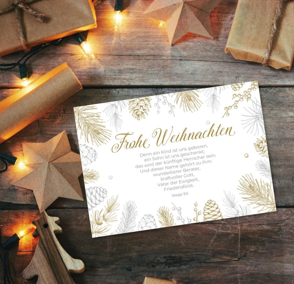 Postkarten Frohe Weihnachten Zweige - Jesaja 9,5