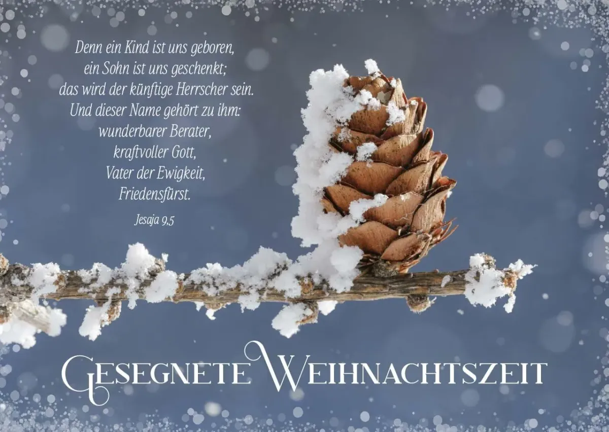 Postkarte Tannenzapfen - Jesaja 9,5