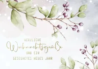 Postkarte violette Beeren - 1. Johannes 4,9