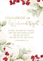 Postkarte rote Beeren Weihnachtszeit - 2. Thessalonischer 3,16