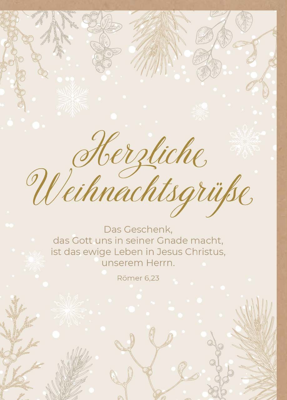 Faltkarte zu Weihnachten mit Goldveredelung - Römer 6,23