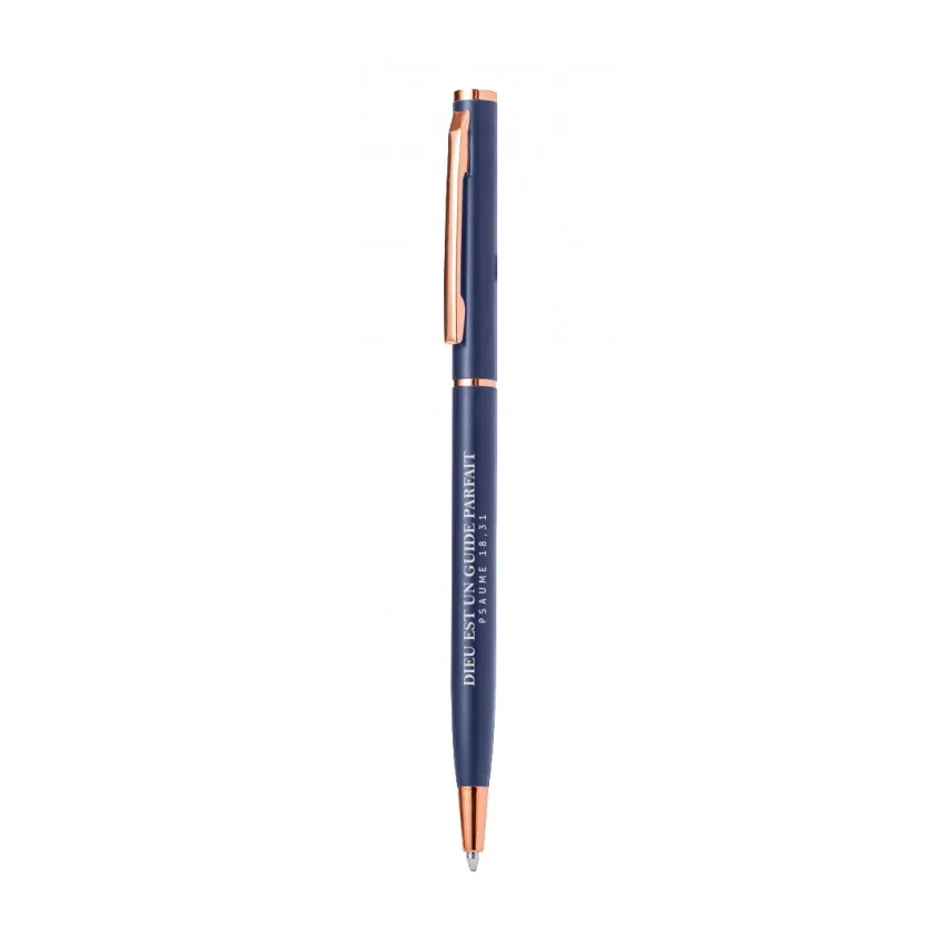 Stylo à bille bleu en aluminium « Dieu est un guide parfait »