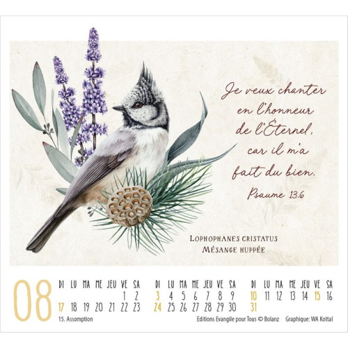 Beauté de la Création - Mini calendrier de table