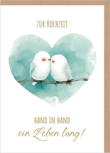 Faltkarte Hochzeit Vögelchen - nach 1. Korinther 13,4-7