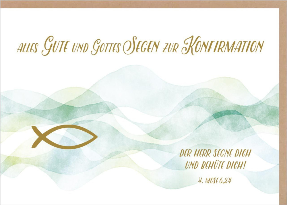 Faltkarte Konfirmation Fisch - 4. Mose 6,24
