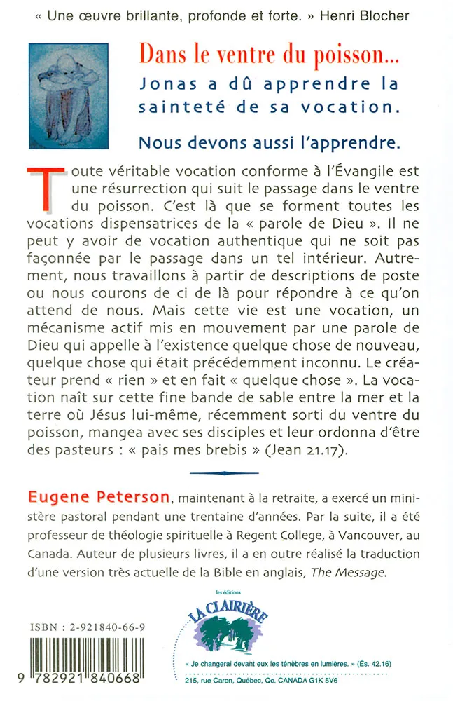 Dans le ventre du poisson - On l'on apprend la sainteté de sa vocation - méditations sur la vie...