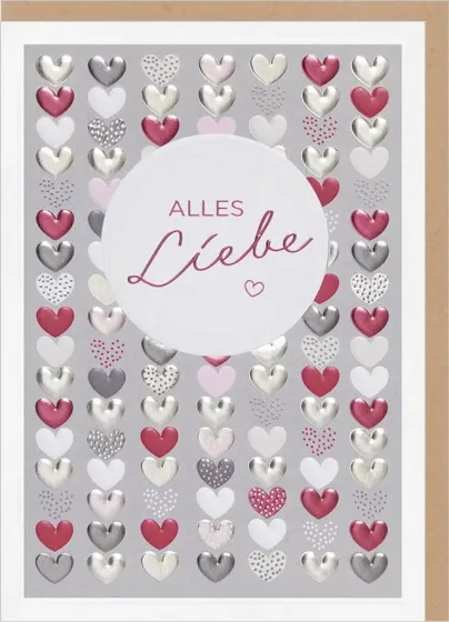 Faltkarte Alles Liebe - Herzen - Jesaja 43,2