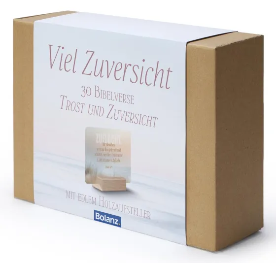 Minikarten-Box „Viel Zuversicht" - 30 Bibelverskärtchen Trost und Zuversicht mit Edlem...