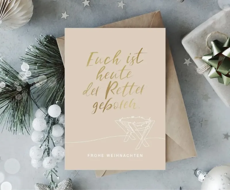 Faltkarte Frohe Weihnachten Krippe - Lukas 2,11