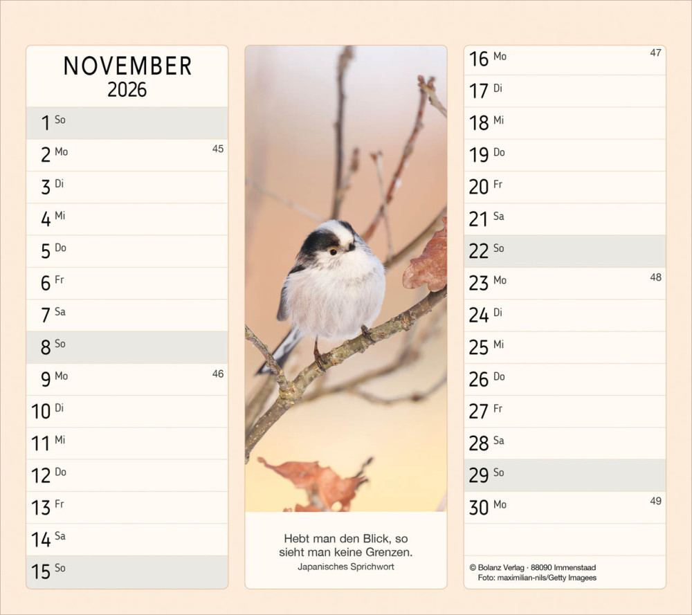Vormerk-Kalender mit Sinnsprüche