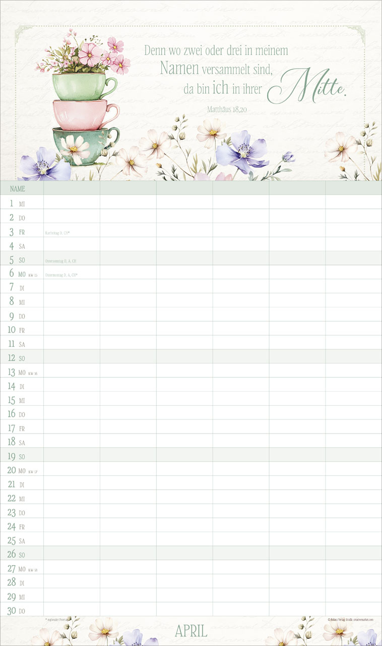 Poesie Familienplaner - Wandkalender