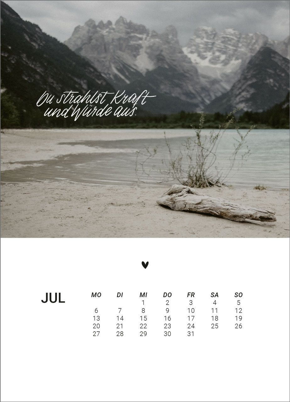 Kalender Zweitausendsechsundzwanzig - Tischkalender mit Holzaufsteller