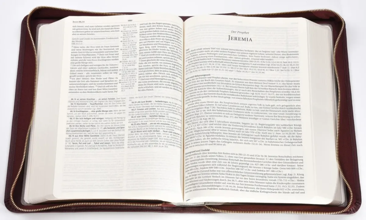 MacArthur Studienbibel mit Echtleder-Bibelhülle - Hülle in leicht genarbten Echtleder mit...