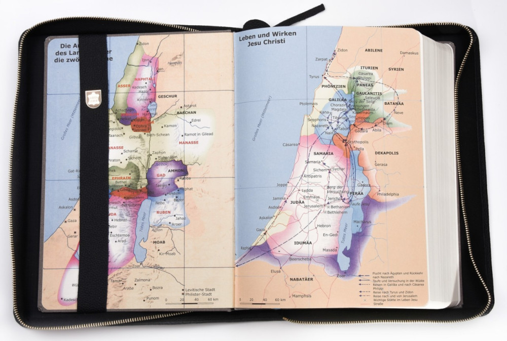 MacArthur Studienbibel mit Echtleder-Bibelhülle - Hülle in leicht genarbten Echtleder mit...