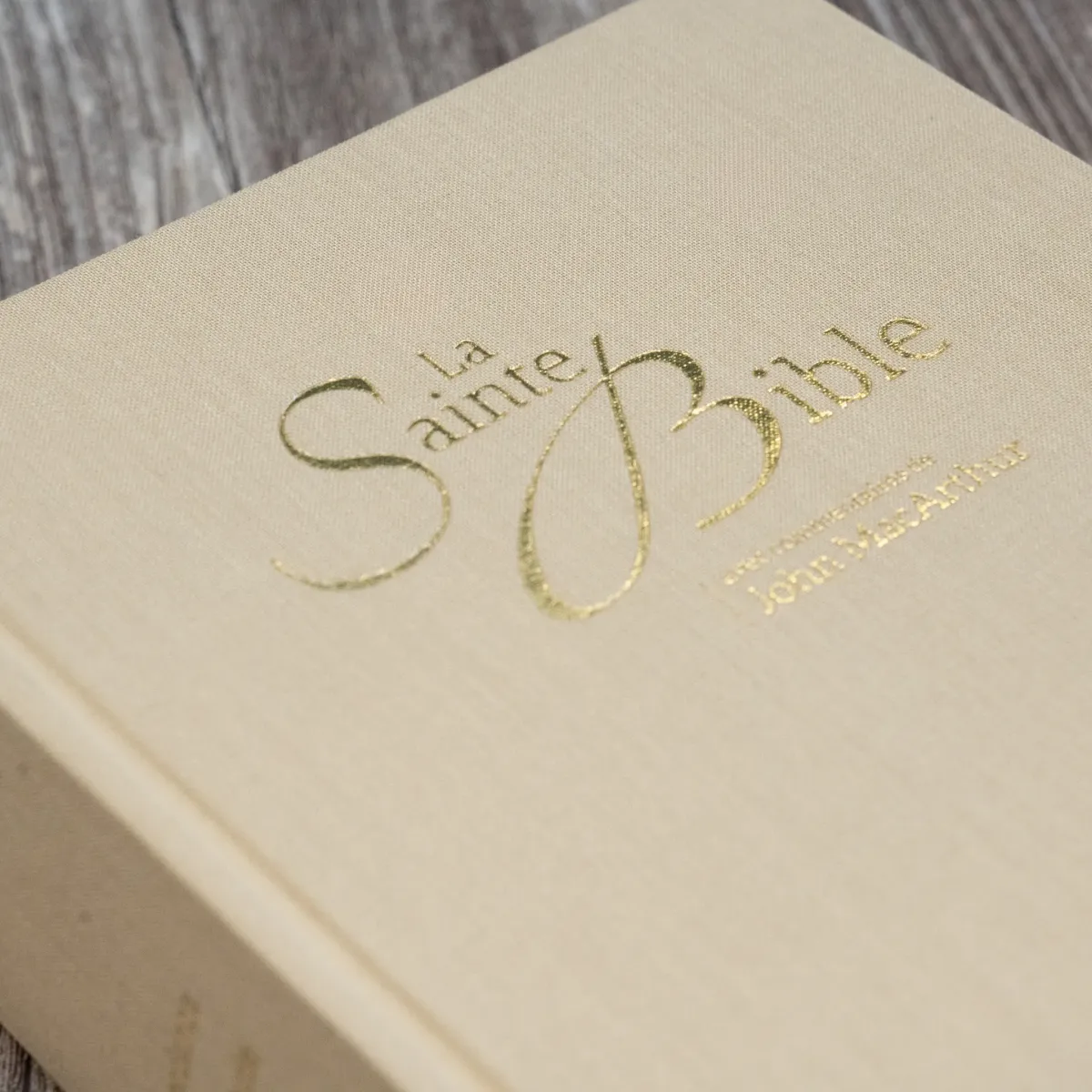 Studienbibel Segond NEG MacArthur, französisch - Softcover, beige Leineneinband