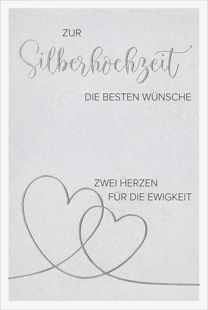 Faltkarte Silberhochzeit Zwei Herzen - 1. Korinther 13,8