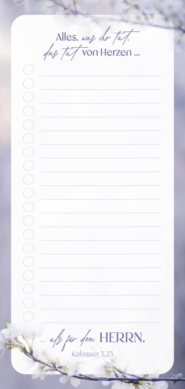 Küchen-Notizblock To-Do - Kirschblüte