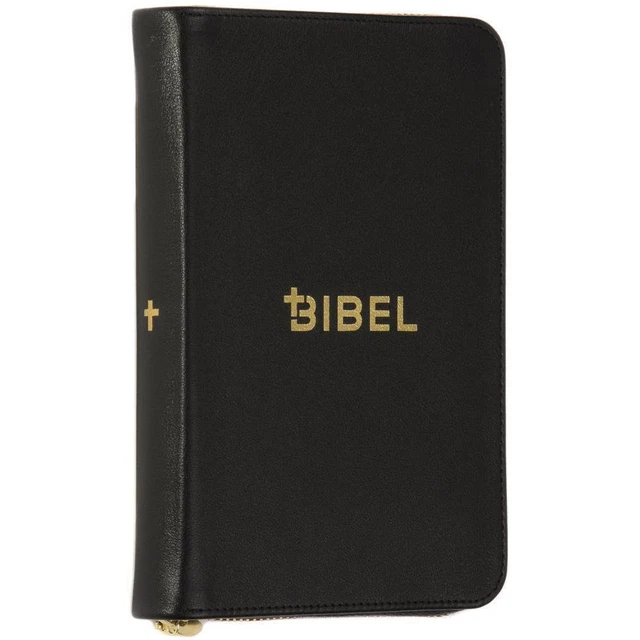 Schlachter 2000 Bibel - Miniaturausgabe - Kalbsleder, flexibler Einband, schwarz, Goldschnitt,...