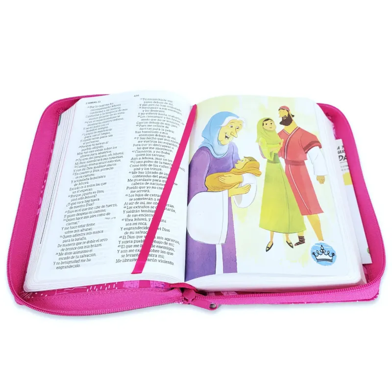 Espagnol, Bible, Reina Valera 1960, Biblia para niños, similicuir rose, fermeture éclair -...