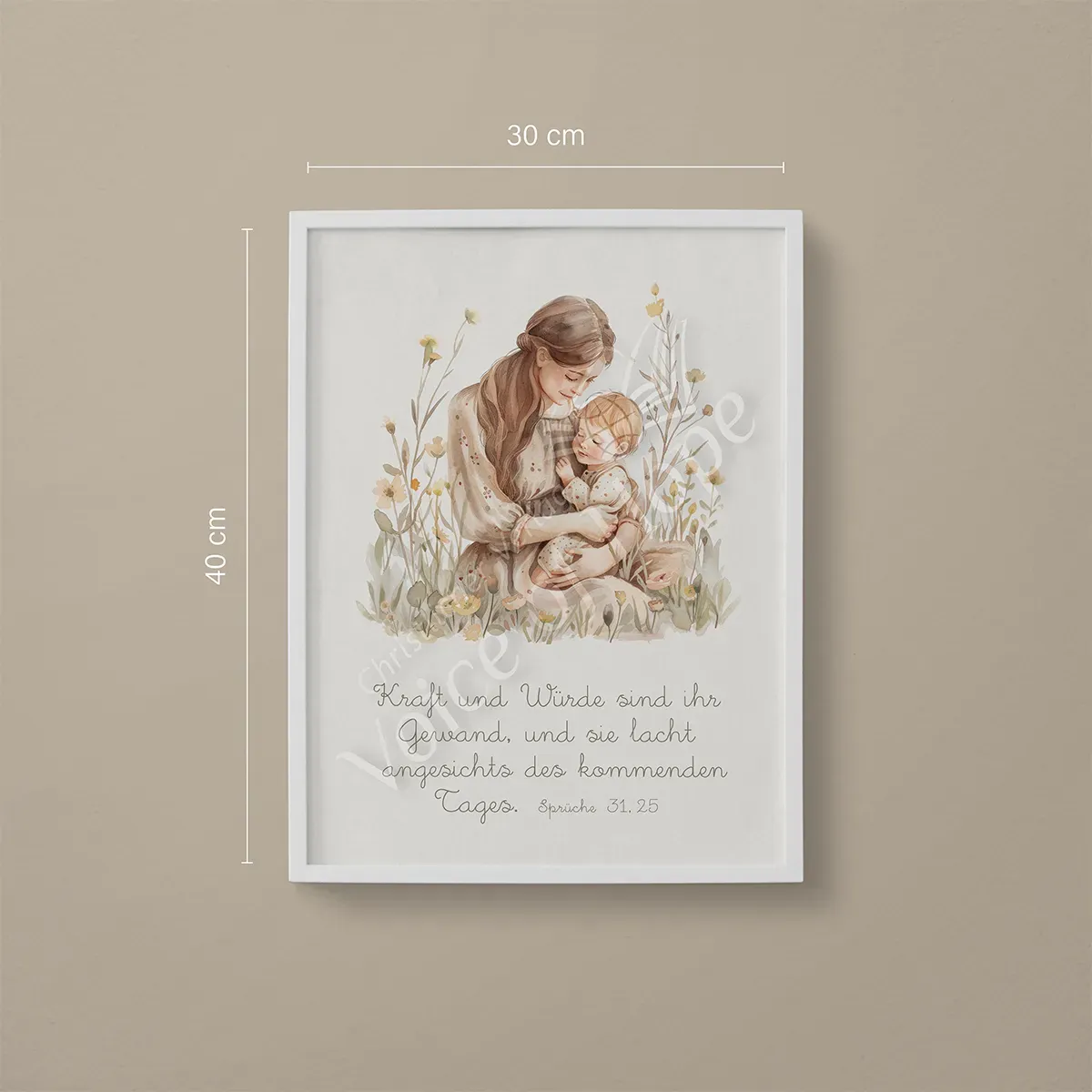 Wandbilder - Mama & Kind groß (Sprüche 31,25) - 30x40 cm