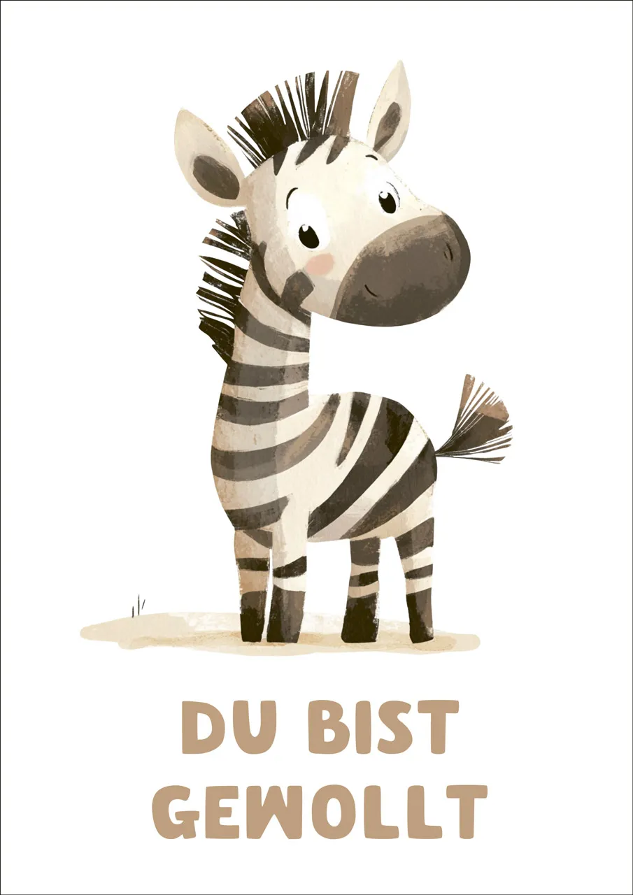 Poster Kindermotiv A3 Zebra