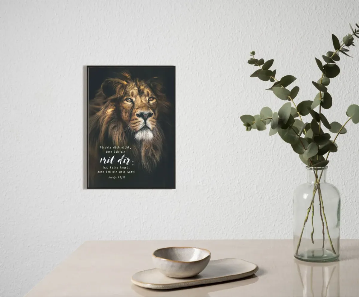 Poster Jahreslosung schwarzer Löwe A4