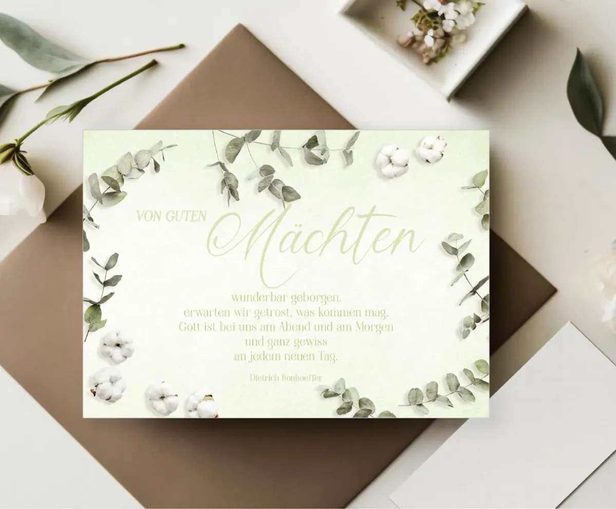 Postkarte Von guten Mächten - Text von Dietrich Bonhoeffer