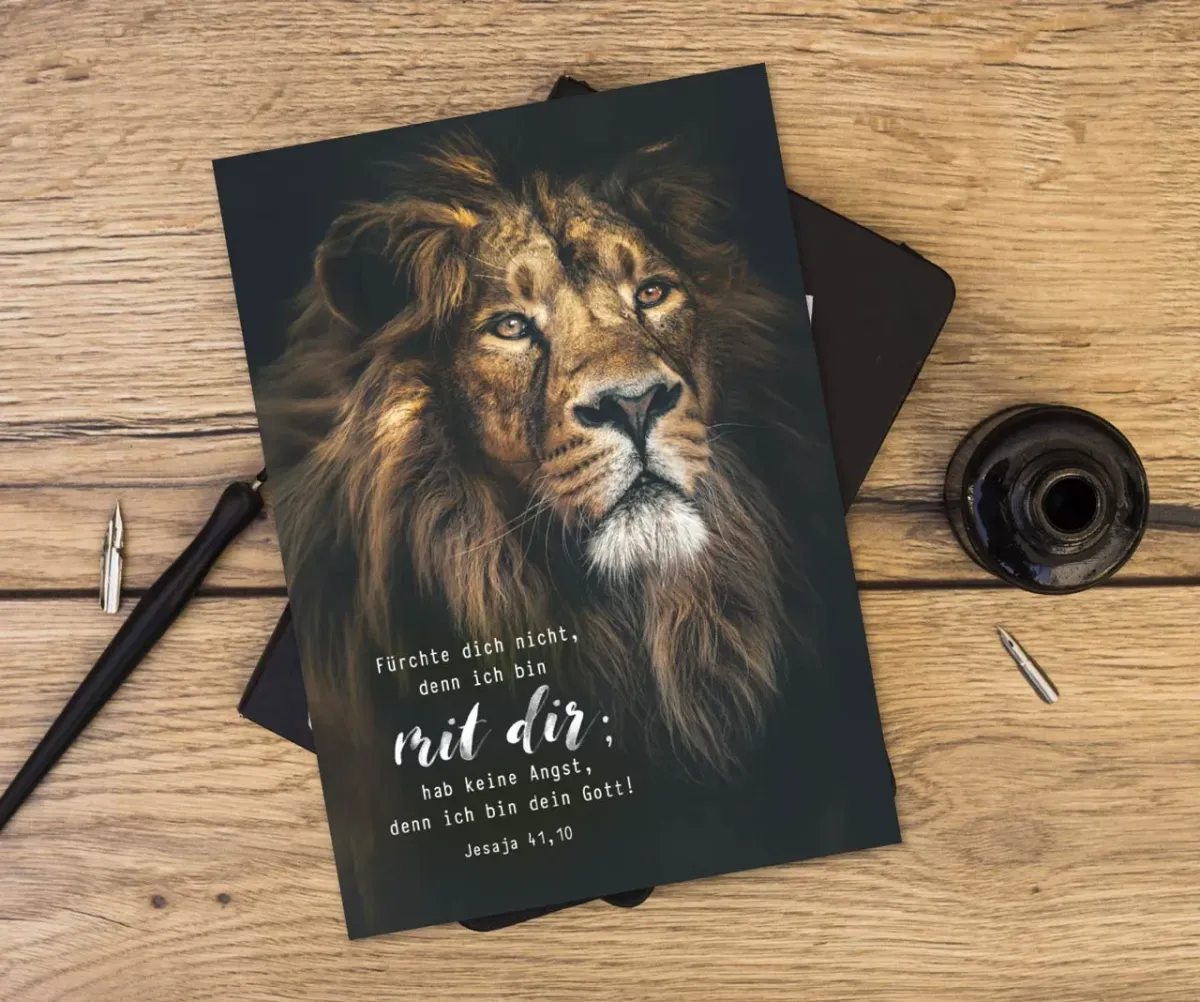 Postkarte Löwe Jahreslosung 2027 - Jesaja 41,11
