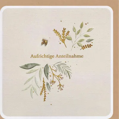 Faltkarte Trauer - Aufrichtige Anteilnahme - Dietrich Bonhoeffer