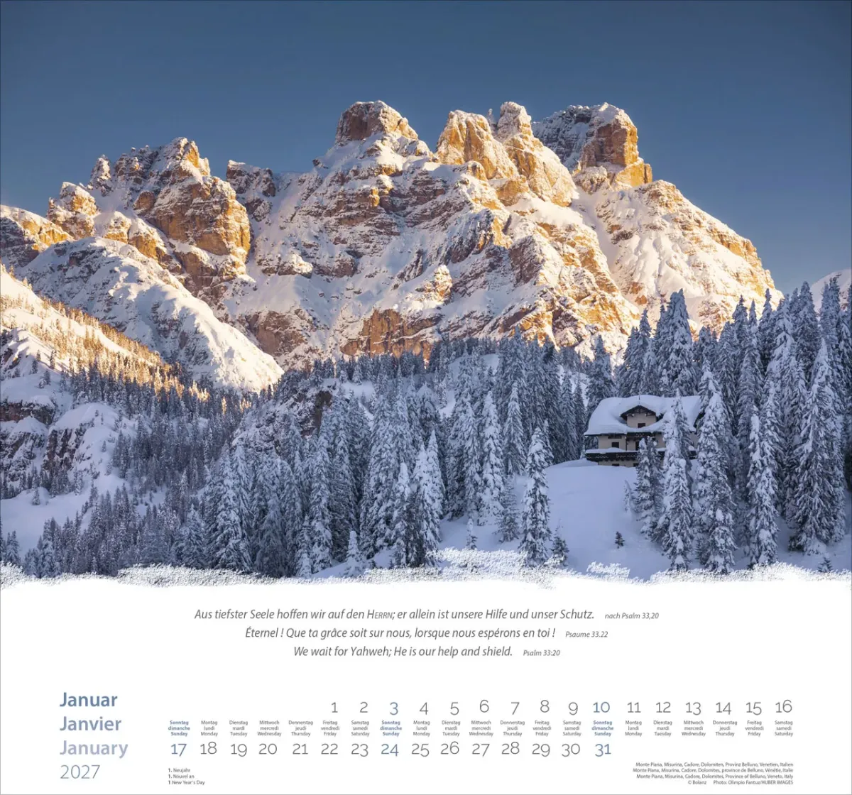 Berge dreisprachig: Deutsch, Französisch, Englisch - Super-Wandkalender