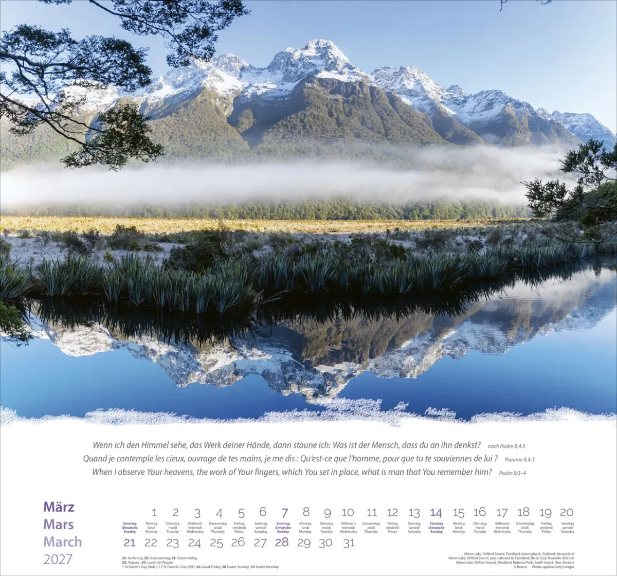Berge dreisprachig: Deutsch, Französisch, Englisch - Super-Wandkalender