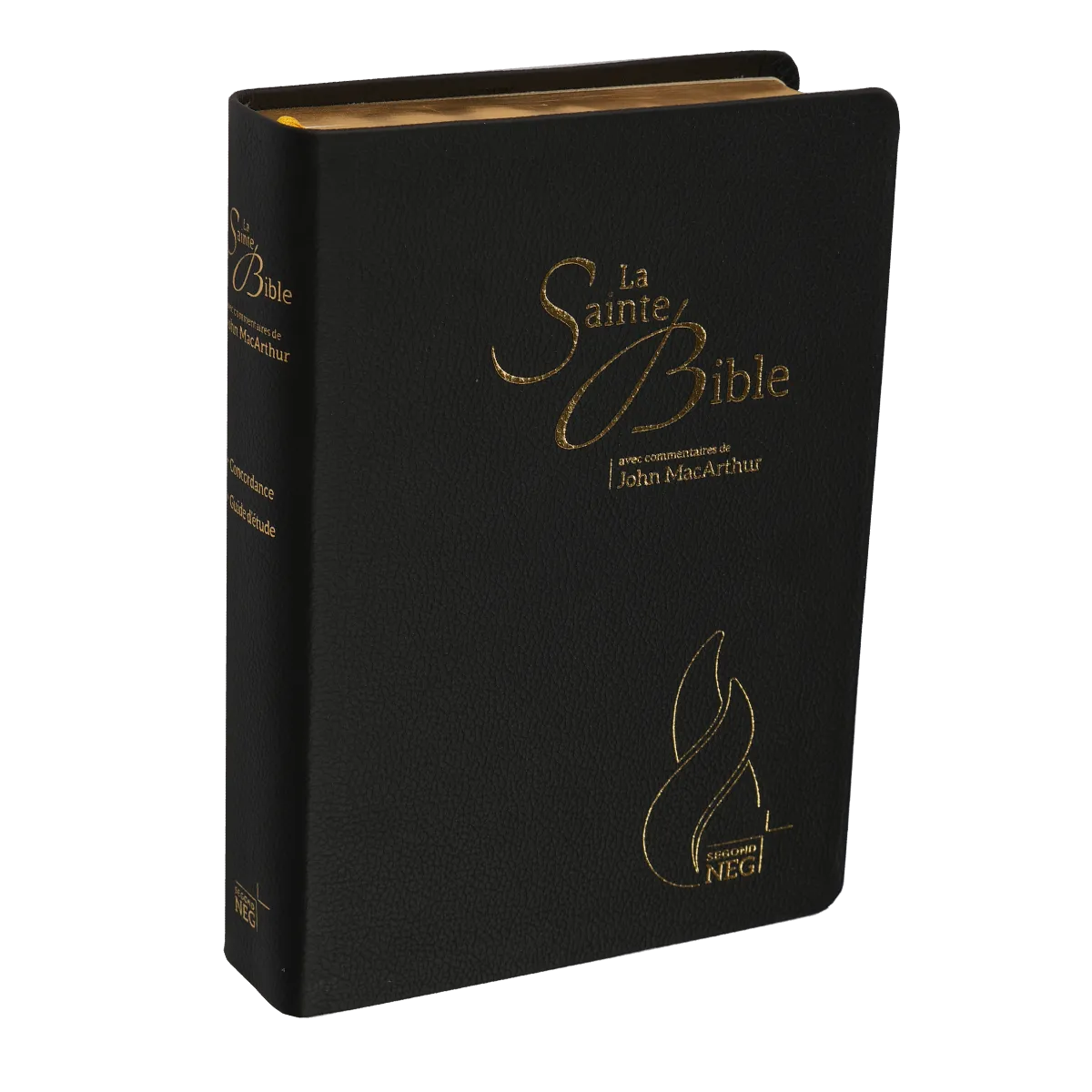 BIBEL NEG MACARTHUR, BIEGSAMES LEDER, GOLDSCHNITT, GRIFFREGISTER, SCHWARZ (MIT SCHACHTEL)