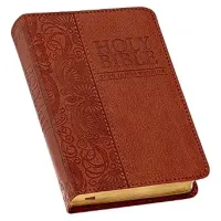 Anglais, Bible, King James Version, de poche, similicuir brun, paroles de Jésus en rouge - KJV...
