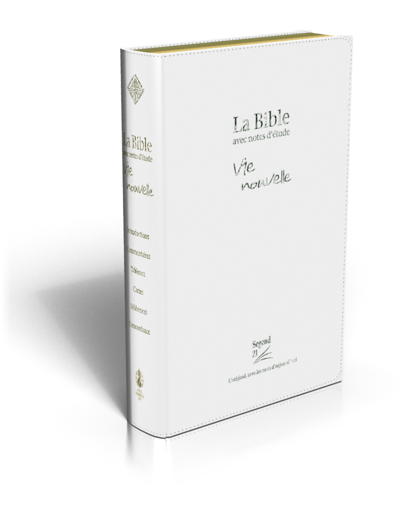 Bible d'étude Vie nouvelle, Segond 21, blanche - couverture souple, vivella, tranche or, avec...