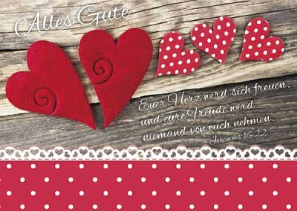 Doppelkarte Geburtstag Rote Herzen