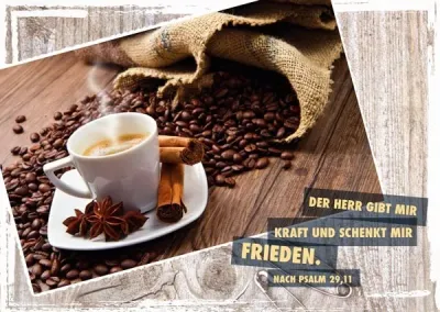 PK TASSE MIT KAFFEE, 12 STÜCK - POSTKARTE