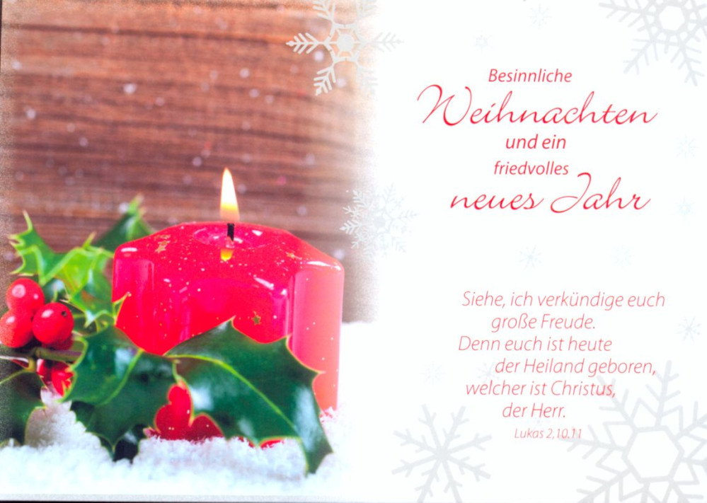 Weihn./Neujahr - rote Kerze - Postkarte - Serie mit 12 Stk.
